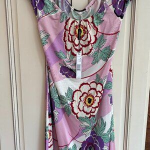 ELIE TAHARI Floral Silk Gemma Dress, Mystery Violet, Size Medium, NWT